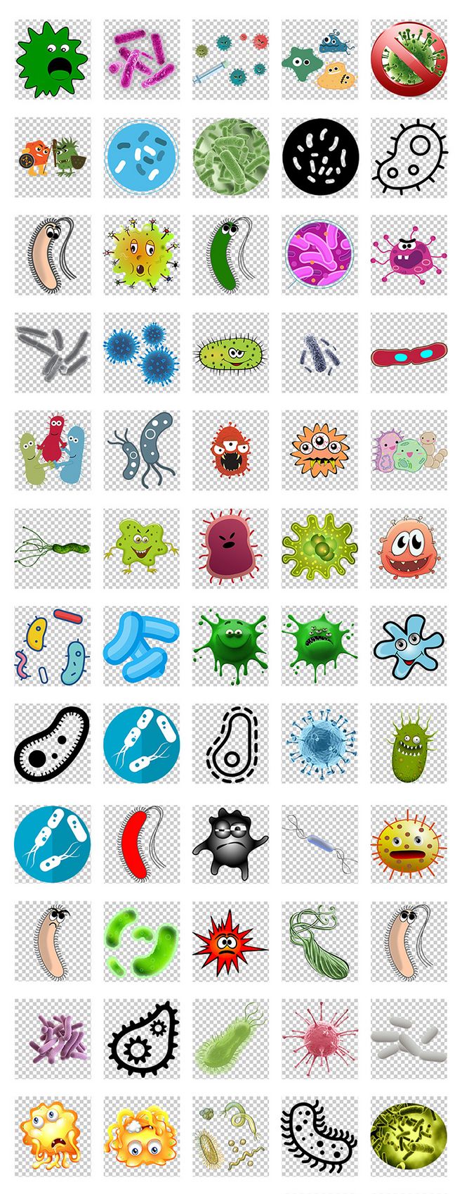 卡通病毒细菌立体细菌大肠杆菌细胞微生物生物学科学研究png素材